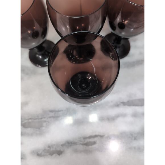 Libbey‎ Purple Goblets, Premier Teardrop , Amethyst Glasses, Vintage Set of 4 - Picture 6 of 9